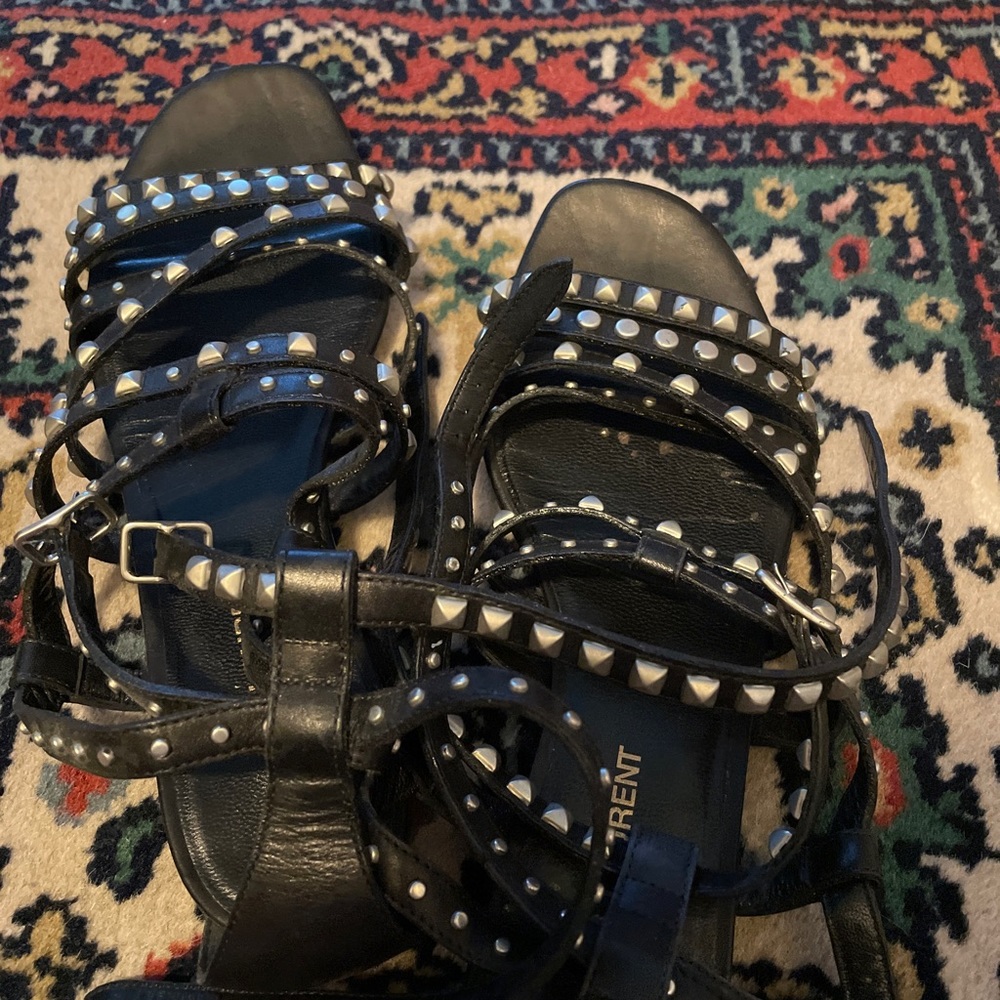 YSL Black Gladiator Sandals